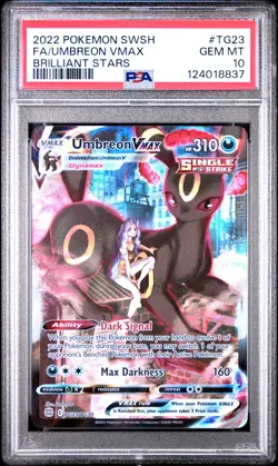2022 POKEMON SWORD & SHIELD BRILLIANT STARS #TG23 FULL ART/UMBREON VMAX PSA 10 - Image 1