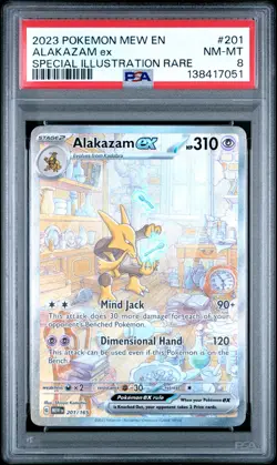 2023 POKEMON MEW EN-151 SPECIAL ILLUSTRATION RARE #201 ALAKAZAM EX PSA 8 - Image 1