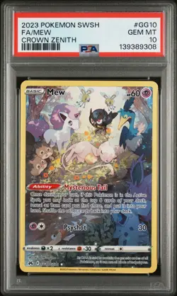 2023 POKEMON SWORD & SHIELD CROWN ZENITH #GG10 FULL ART/MEW PSA 10 - Image 1