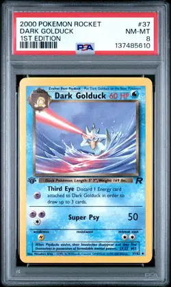 2000 POKEMON ROCKET 1ST EDITION #37 DARK GOLDUCK PSA 8 - Image 1