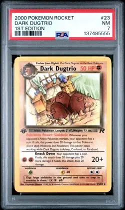 2000 POKEMON ROCKET 1ST EDITION #23 DARK DUGTRIO PSA 7 - Image 1