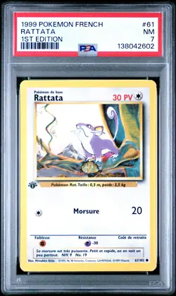 1999 POKEMON FRENCH 1ST EDITION #61 RATTATA PSA 7 - Image 1