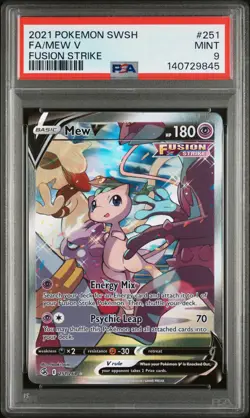 2021 POKEMON SWORD & SHIELD FUSION STRIKE #251 FULL ART/MEW V PSA 9 - Image 1