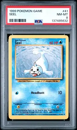 1999 POKEMON BASE SET UNLIMITED #41 SEEL PSA 8 - Image 1