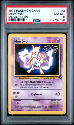 1999 POKEMON GAME MOVIE PROMO #3 MEWTWO PSA 8 - Image 1