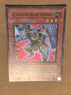 yugioh Gladiator Beast Samnite TU01-EN004 Super Rare light Played - Image 4