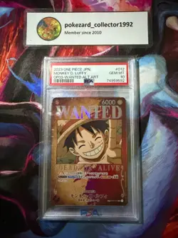 2023 One Piece Japanese OP03 MONKEY D LUFFY Wanted Alt Art PSA 10 - Image 1