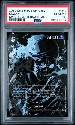 2025 ONE PIECE OP12-LEGACY OF THE MASTER SPECIAL ALTERNATE ART #082 KUZAN PSA 10 - Image 1