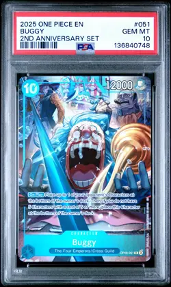 2025 ONE PIECE ENGLISH VERSION 2ND ANNIVERSARY SET #051 BUGGY PSA 10 - Image 1