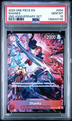 2025 ONE PIECE ENGLISH VERSION 2ND ANNIVERSARY SET #004 SHANKS PSA 10 - Image 1