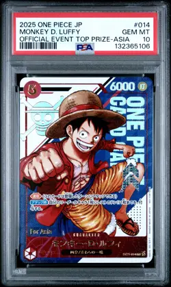 2025 ONE PIECE JPN PROMOS OFFICIAL EVENT TOP PRIZE-ASIA MONKEY D. LUFFY PSA 10 - Image 1