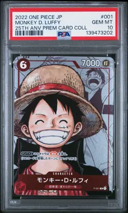 2022 ONE PIECE JPN 25TH ANNIVERSARY PREMIUM COLLECTION MONKEY D. LUFFY PSA 10 - Image 1