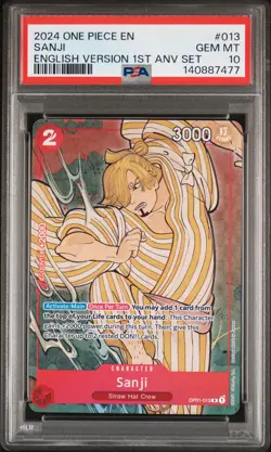 2024 ONE PIECE ENGLISH VERSION 1ST ANNIVERSARY SET #013 SANJI PSA 10 - Image 1