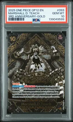 2025 ONE PIECE OP12-LEGACY OF THE MASTER 3RD ANNIV-GOLD MARSHALL D. TEACH PSA 10 - Image 1