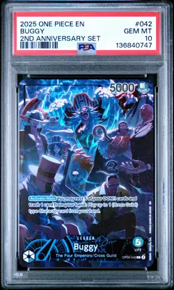 2025 ONE PIECE ENGLISH VERSION 2ND ANNIVERSARY SET #042 BUGGY PSA 10 - Image 1