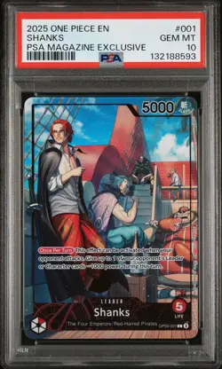 2025 ONE PIECE PROMOS PSA MAGAZINE EXCLUSIVE #001 SHANKS PSA 10 - Image 1