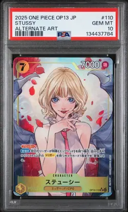2025 ONE PIECE JPN OP13-CARRYING ON HIS WILL ALTERNATE ART #110 STUSSY PSA 10 - Image 1