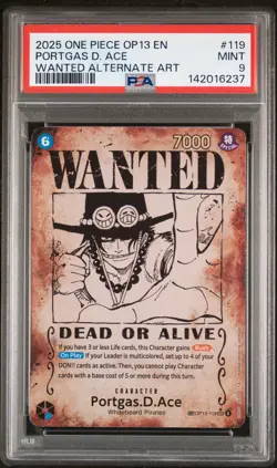 2025 ONE PIECE CARRYING ON HIS WILL WANTED ALT ART #119 PORTGAS D. ACE PSA 9 - Image 1