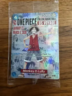 One Piece Monkey D. Luffy US Voyage College Basketball Card Rutgers 1/23 IN HAND - Image 1