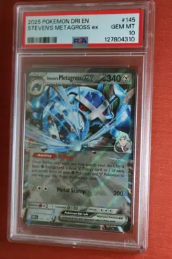 2025 Pokemon Dri EN STEVEN'S METAGROSS ex #145 PSA 10 Gem Mint trading card - Image 1