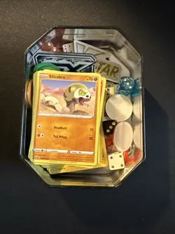 100+ Pokemon Card Lot W/ Darkrai Tin, Coins, Dice - Image 2
