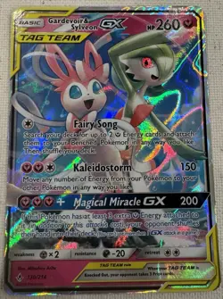 Pokemon TCG Gardevoir & Sylveon GX Holo Card 130/214 Sm-Unbroken Bonds - Image 1