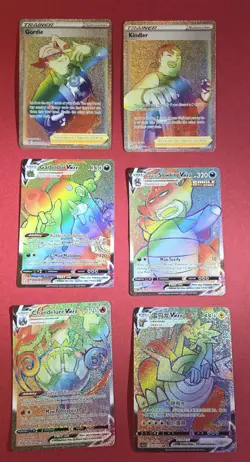 Lot of 9 MINT Pokemon Rainbow Rare Card's Gordie Chandeliur Dracszolt & MORE - Image 1