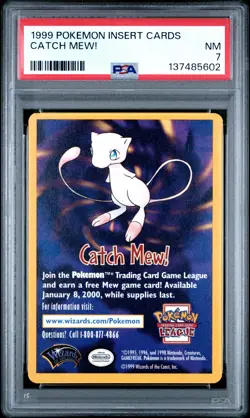 1999 POKEMON INSERT CARDS CATCH MEW! PSA 7 - Image 1