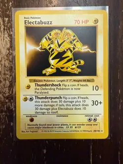 Electabuzz 20/102 Shadowless Base Set Rare 1999 Pokemon Card WOTC LP Vintage Mat - Image 1