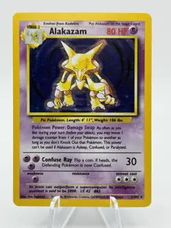 1999 Pokemon TCG Alakazam Base Set Holo Unlimited Rare Card 1/102 LP/MP (A1) - Image 1