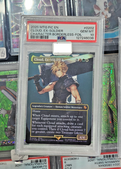 2025 MTG FINAL FANTASY COMMANDER CHARACTER BORDERLESS CLOUD, EX-SOLDIER PSA 10 - Image 1