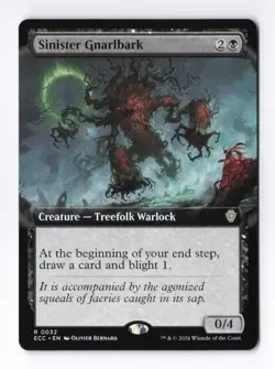 Sinister Gnarlbark (Extended Art) 0032 (R) MTG Commander Lorwyn Eclipsed (ECC) - Image 1