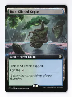 Rain-Slicked Copse (Extended Art) 0043 (R) MTG Commander Lorwyn Eclipsed (ECC) - Image 1