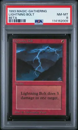 1993 MAGIC: THE GATHERING BETA LIGHTNING BOLT PSA 8 - Image 1