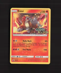Entei SM219 Cosmic Eclipse Stamped Black Star Promo Holo Pokemon Card NM - Image 1