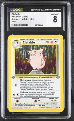 CGC 8 Clefable 1999 Jungle 1st Edition 1/64 Holo Pokemon Card - Image 1