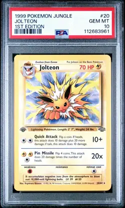 1999 Pokemon Jungle 1st Edition Jolteon #20 PSA 10 ⚡NEW CERT ⚡ - Image 1