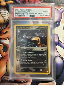 2004 Pokemon EX ~ Rocket Returns ~ Dark Marowak Rev. Foil #7 ~ PSA 8 NM-MT - Image 1