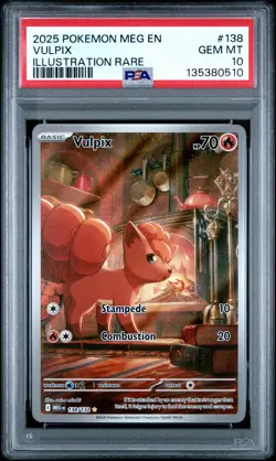 Vulpix Illustration Rare Pokemon Meg En-Mega Evolution 138 NM PSA 10 - Image 1