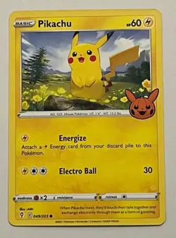 Pokemon TCG Pikachu - Evolving Skies 049/203 Halloween Promo Near Mint - Image 1