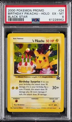 2000 POKEMON PROMO BLACK STAR #24 BIRTHDAY PIKACHU-HOLO PSA 6 - Image 1