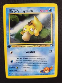 Pokemon 1st Edition Misty’s Psyduck 54/132 - Gym Heroes - LP - Image 1