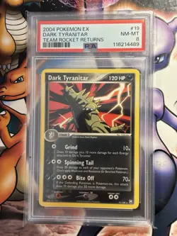 2004 Pokemon EX ~ Rocket Returns ~ Dark Tyranitar #19 ~ PSA 8 NM-MT - Image 1