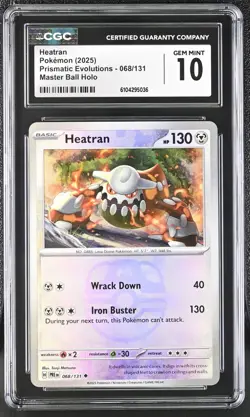 Pokemon Heatran (Master Ball Pattern) 068/131 Sv: Prismatic Evolutions Holo - Image 1