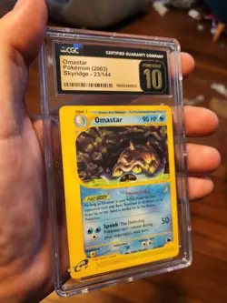 (POP 7) CGC 10 PRISTINE Omastar Skyridge 2003 Pokemon Card 23/144 - Image 1