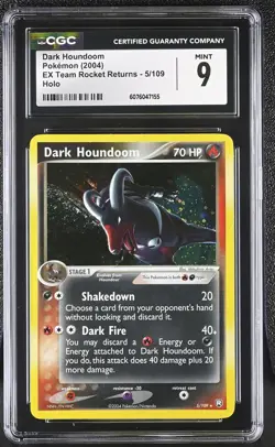 CGC 9 MINT Dark Houndoom 2004 EX Team Rocket Returns 5/109 Holo Pokemon Card - Image 1