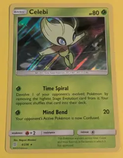 Pokemon Card Celebi 4/236 Holo Rare Sun Moon Unified Minds Singles LP - Image 1