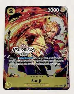 One Piece Sanji Offline Regional Tournament Event Pack Foil Promo Card OP03-102 - Image 1