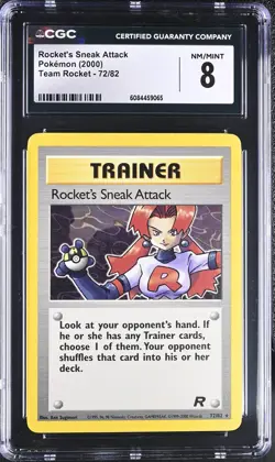 CGC 8 NM/MINT Rocket's Sneak Attack Team Rocket Rare 72/82 Pokemon Card - Image 1