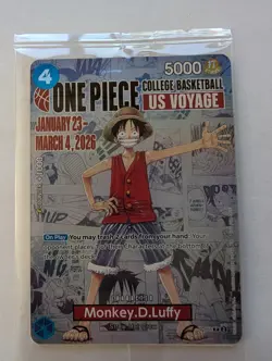 One Piece Monkey D. Luffy US Voyage College Basketball Card Rutgers 1/23 IN HAND - Image 1